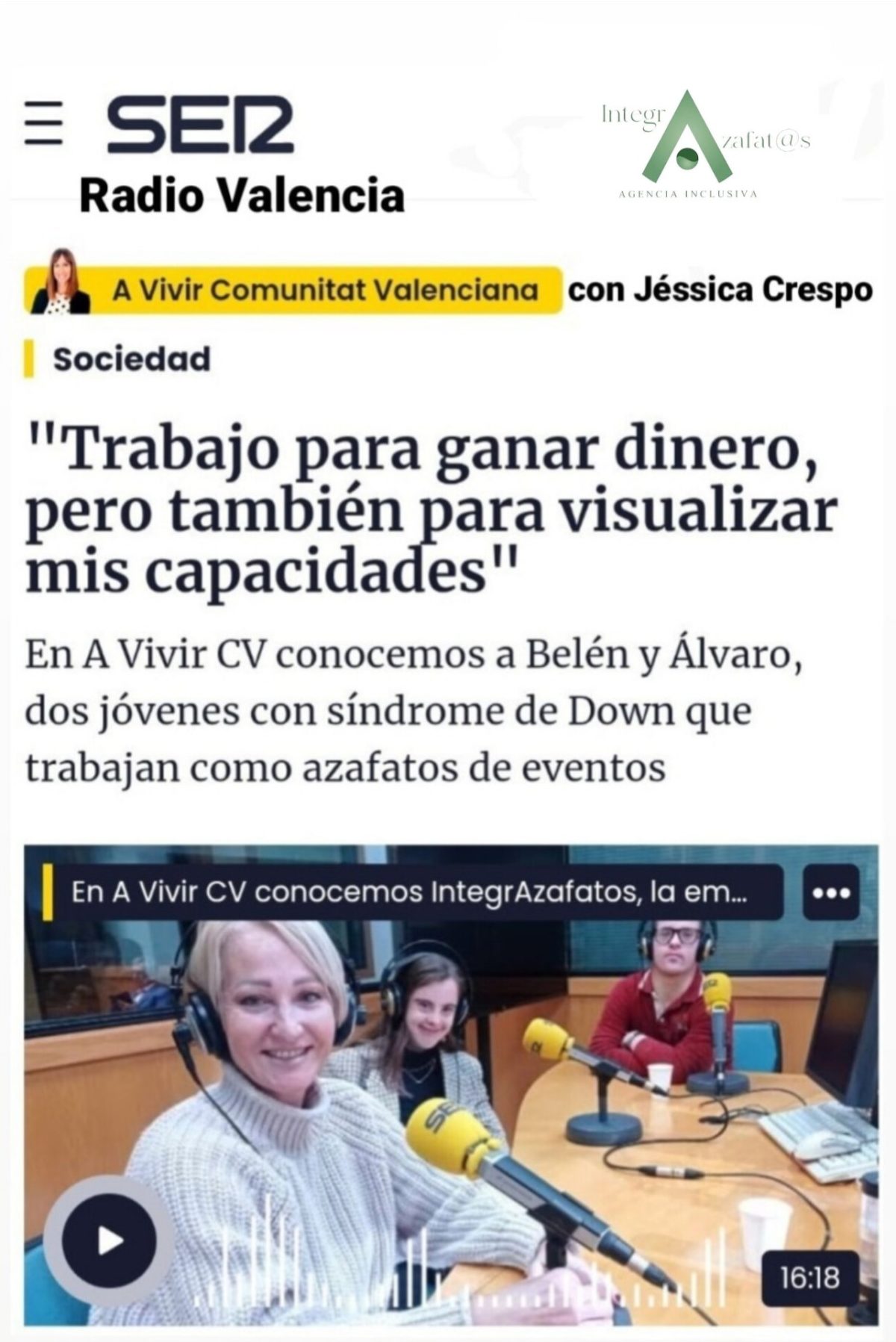 Entrevista para el Programa «A VIVIR C.V.», de Radio Valencia Cadena SER (15/1/23)